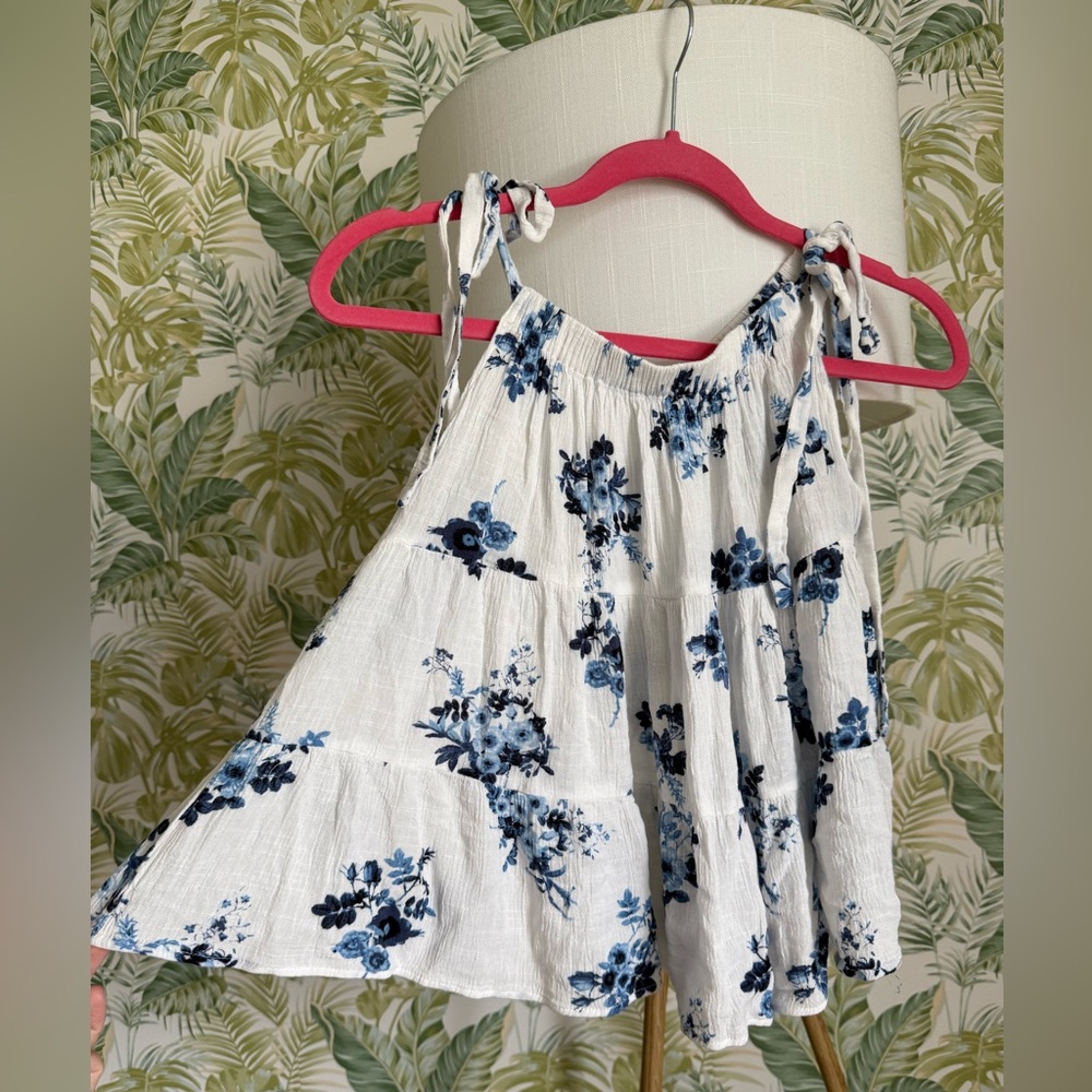 Floral Sleeveless Tank Top with Tie Straps